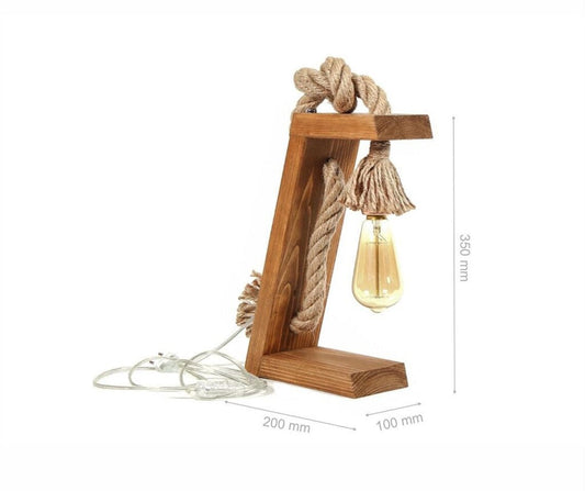 Whiskey Stave Wooden Side Table Desk Rope Light Lamp - Shophistic